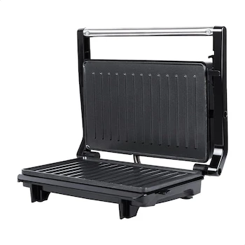 Imagen 3 de Daewoo DHG-2673 Plancha Grill Panini Color Negro, Dimensiones 13 x 27 x 12 cm, Peso 1.3 kg, Capacidad 2 kg, Material Acero Inoxidable