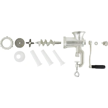 Imagen 5 de CHARD HG-8 Molinillo de Mano para Carne #8, Color Plata, Hierro Fundido Recubierto de Estaño, Cabezal de Rectificado de 2 7/16 Pulgadas de Diámetro, Placa de Rectificado de 1/4 Pulgada de Grosor