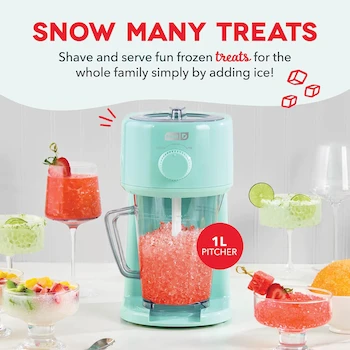 Imagen 2 de Dash Deluxe Máquina de Afeitar Hielo y Granizado con Jarra para Servir 1L Multiusos para Hielo Afeitado Casero, Conos de Nieve, Granizados y Cócteles - Aqua