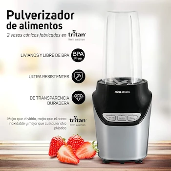Imagen 3 de TAURUS NATURAL GREEN V2 Procesador de Alimentos Pulverizador Licuadora 600 W Blanco Modelo M91400210 con Vasos Tritan de 1L y 400ml 8 Piezas