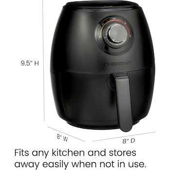Imagen 3 de Chefman | Freidora de Aire | AirFryer | Serie TurboFry | Modelo RJ38-V3-DC35 | Capacidad 3.5L | Color Negro Mate Black | Dimensiones 8x8x9.5 pulgadas