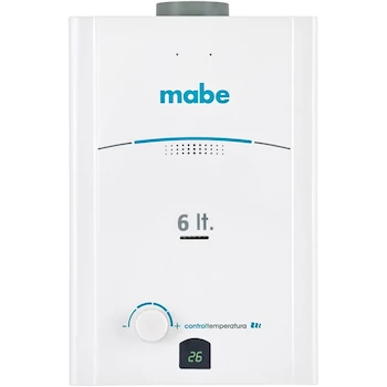 Imagen de referencia para Calentador de Agua de Paso Mabe Modelo CMP60TNBN para Gas Natural, Capacidad 6 Litros, 1 Servicio, Color Blanco, Dimensiones 55 cm Altura x 35.2 cm Ancho x 18 cm Profundidad, Peso 5 kg