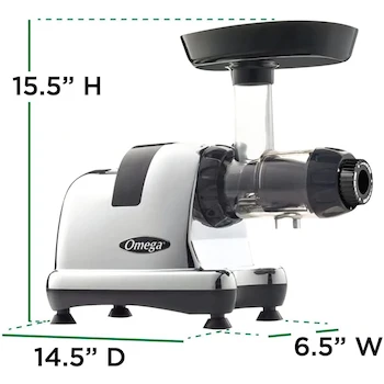 Imagen 3 de Omega J8006HDC Máquina exprimidora de prensa fría, extractor de jugo de verduras y frutas, exprimidor de masticado lento, 200 W, cromo