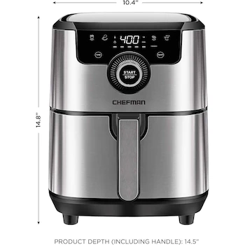 Imagen 3 de Chefman TurboFry Touch RJ38-SQ-45T Freidora de Aire Digital Cuadrada de 4 Litros Airfryer Color Acero Inoxidable