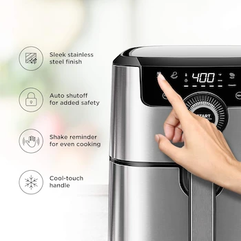 Imagen 5 de Chefman TurboFry Touch RJ38-SQ-45T Freidora de Aire Digital Cuadrada de 4 Litros Airfryer Color Acero Inoxidable