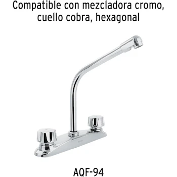 Imagen 4 de Foset Aqua AQCR-94 Cuello Cobra Repuesto Cromado en Acero Inoxidable para Mezcladora de Fregadero Modelo AQF-94 Dimensiones 34.9 x 20.27 x 12.7 cm