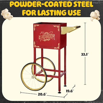 Imagen 2 de Great Northern Popcorn - Soporte de Repuesto Matinee para Poppers de 8 Onzas con Estante, Mango de Empuje y Ruedas Estilo Bicicleta (Rojo), Modelo 83-DT5710