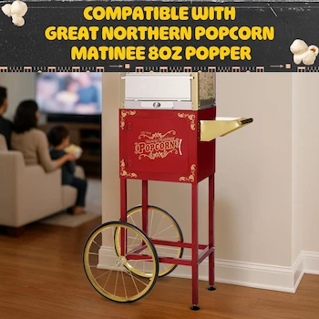 Imagen 4 de Great Northern Popcorn - Soporte de Repuesto Matinee para Poppers de 8 Onzas con Estante, Mango de Empuje y Ruedas Estilo Bicicleta (Rojo), Modelo 83-DT5710