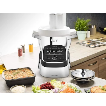 Imagen 2 de KRUPS Accesorio Procesador de Alimentos XF551D10 para Robot de Cocina Prep&Cook con 3 Discos de Acero Inoxidable, Blanco