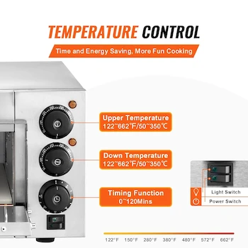 Imagen 4 de VEVOR Encimera de Horno de Pizza Comercial Eléctrico, Capa Única de 14 Pulgadas, Acero Inoxidable Plateado, Modelo FY-1EP-1