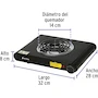 Miniatura de Volteck PAEL-1CN Parrilla Eléctrica de Resistencia 1 Quemador Cuadrada Negra