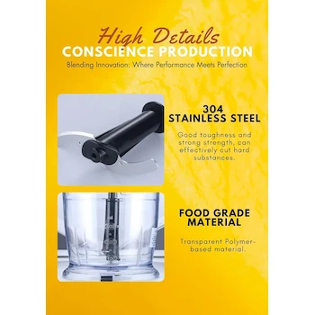 Imagen 5 de MEGAWISE CL-6021 Batidora de Mano de Inmersión 5 en 1 Color Negro