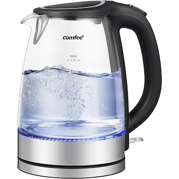 Imagen alusiva al producto COMFEE' Hervidor Eléctrico de Vidrio Hervidor de Agua Caliente 1.7 L con Indicador LED 1500 W