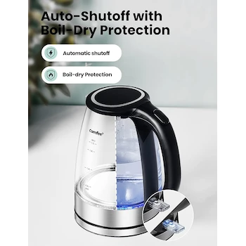 Imagen 5 de COMFEE' Hervidor Eléctrico de Vidrio Hervidor de Agua Caliente 1.7 L con Indicador LED 1500 W