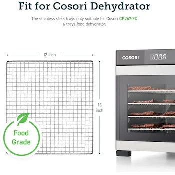 Imagen 2 de COSORI C267-2ST - Paquete de 2 Bandejas de Acero Inoxidable para Deshidratadores de Alimentos, Compatibles con Modelo CP267-FD