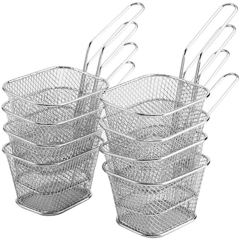 Imagen alusiva al producto 8 Piezas Mini Cestas para Freír de Acero Inoxidable - Cestas de Alambre Profundo Canasta para Papas Fritas