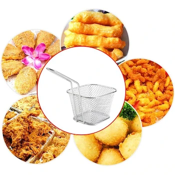 Imagen 3 de 8 Piezas Mini Cestas para Freír de Acero Inoxidable - Cestas de Alambre Profundo Canasta para Papas Fritas