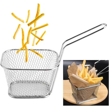 Imagen 4 de 8 Piezas Mini Cestas para Freír de Acero Inoxidable - Cestas de Alambre Profundo Canasta para Papas Fritas