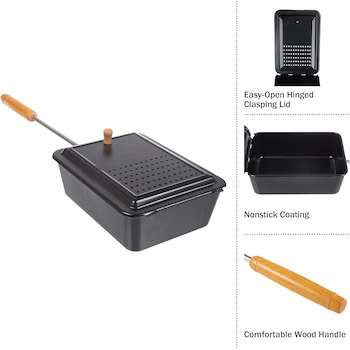 Imagen 3 de Campfire Popcorn Popper - Old Fashioned Popcorn Maker con Acabado Antiadherente y Mango Extendido - Equipo de Camping y Fogata de Great Northern Popcorn (Negro)