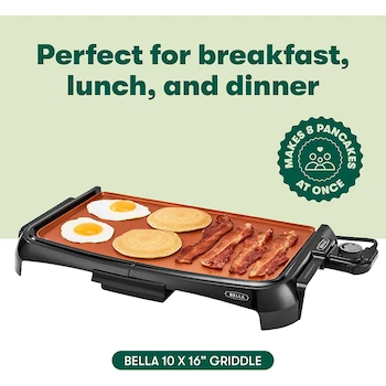 Imagen 2 de BELLA Plancha de Cerámica de Cobre TI, Superficie de 10 x 16 Pulgadas, Color Cobre/Negro, Modelo 14960C