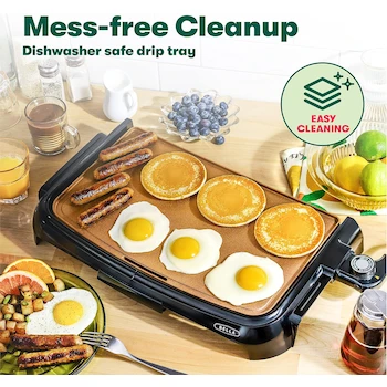 Imagen 5 de BELLA Plancha de Cerámica de Cobre TI, Superficie de 10 x 16 Pulgadas, Color Cobre/Negro, Modelo 14960C