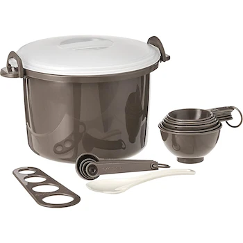 Imagen de referencia para Prep Solutions by Progressive PS-97GY Parrilla de Tocino para Microondas, Arroz y Pasta Cooker, Gris, Set de 17 Piezas, Capacidad 12 Tazas