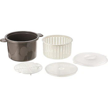 Imagen 2 de Prep Solutions by Progressive PS-97GY Parrilla de Tocino para Microondas, Arroz y Pasta Cooker, Gris, Set de 17 Piezas, Capacidad 12 Tazas