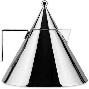 Imagen alusiva al producto Alessi Il Conico 90017 - Hervidor de Agua con Asa, Acero Inoxidable 18/10 Pulido Espejo, Capacidad 2 Litros, Diseño Aldo Rossi
