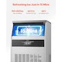 Miniatura de VEVOR LB160T Máquina para Hacer Hielo Comercial de Acero Inoxidable con Gabinete Independiente, Producción 160 Libras/24 Horas, Capacidad de Almacenamiento 66 Libras, 80 Cubitos por Ciclo, Pantalla Digital LED