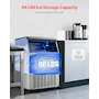 Miniatura de VEVOR LB160T Máquina para Hacer Hielo Comercial de Acero Inoxidable con Gabinete Independiente, Producción 160 Libras/24 Horas, Capacidad de Almacenamiento 66 Libras, 80 Cubitos por Ciclo, Pantalla Digital LED