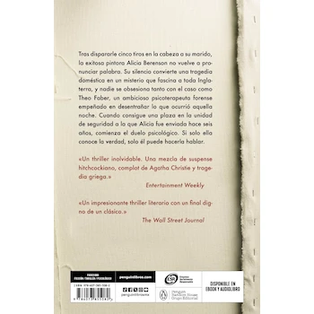 Imagen 2 de La paciente silenciosa - Libro por Alex Michaelides, Edición Tapa Blanda en Español, 400 Páginas, Dimensiones 19 x 12.5 x 1.9 cm, ISBN-10: 6073855087, ISBN-13: 9786073855082, Editorial Alfaguara, Publicado en 2019