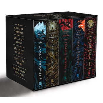 Imagen de referencia para George R. R. Martin's A Game of Thrones 5-Book Boxed Set (A Song of Ice and Fire Series): A Game of Thrones, A Clash of Kings, A Storm of Swords, A Feast for Crows, and A Dance with Dragons