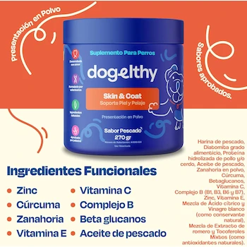 Imagen 3 de Dogelthy Skin & Coat Suplemento para Piel y Pelaje para Perro Sabor Pescado 270g
