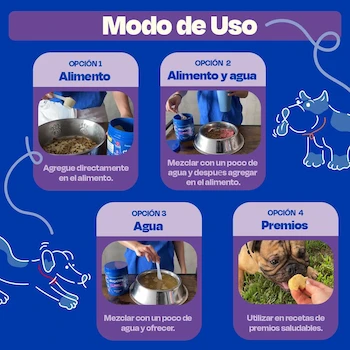 Imagen 5 de Dogelthy Mobility Suplemento Condroprotector para Perros con Glucosamina, Condroitina y Colágeno Tipo 2 UC-II Complemento para Croquetas o Dieta BARF 270g Sabor Pescado