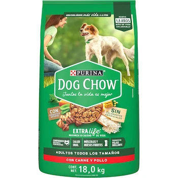 Imagen alusiva al producto Purina Dog Chow Adulto Todos los Tamaños Sabor Carne y Pollo 18 kg