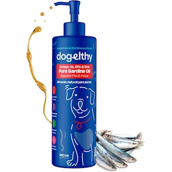Imagen de referencia para Dogelthy Pure Sardine Oil 450 ml - Aceite de Sardina Puro con Omega 3 para Perro - Suplemento de Aceite de Pescado 300 MG EPA + DHA por Dosis - para Croquetas o Dieta BARF