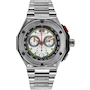 Miniatura de Nivada Swiss Marsmaster Reloj para Hombre Caja 42MM Carátula Blanca Cristal Zafiro Correa Extensible de Acero Cronógrafo Tres Esferas Fechador a las Seis