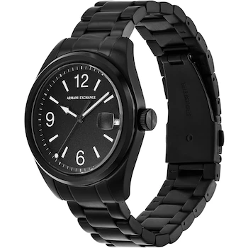 Imagen 2 de Armani Exchange A|X Men's Three-Hand Date Black Stainless Steel Watch Model AX1422 Kilian 42mm Negro