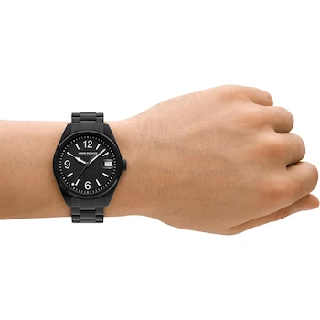 Imagen 5 de Armani Exchange A|X Men's Three-Hand Date Black Stainless Steel Watch Model AX1422 Kilian 42mm Negro