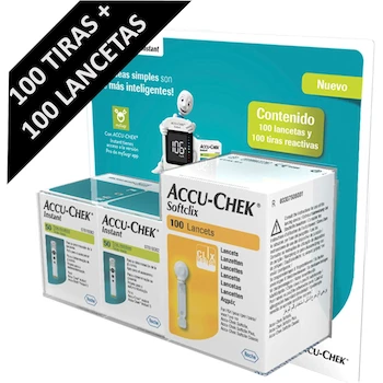 Imagen de referencia para Paquete de 100 Tiras Reactivas y 100 Lancetas Accu-Chek Instant, Modelo B00BLS0W3U, Serie Accu-Chek Instant