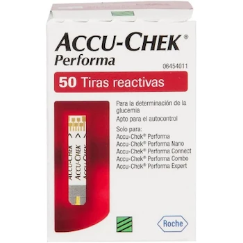 Imagen de referencia para Accu-Chek Performa Tiras Reactivas Desechables para Prueba de Glucosa en Sangre, Serie Performa, 50 Piezas