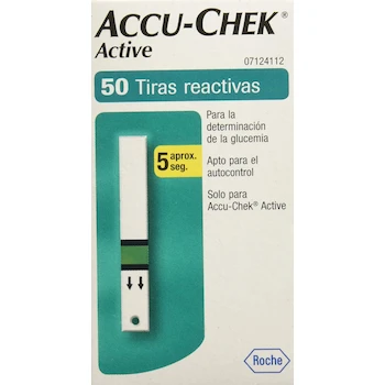 Imagen de referencia para Caja de Tiras Reactivas Accu-Chek Active para Determinación de Glucosa en Sangre, Multicolor, Modelo Active, Capacidad 50 Unidades