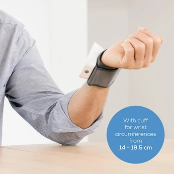 Imagen 5 de Beurer BC28 Baumanómetro Digital de Muñeca, Monitor de Presión Arterial, Blanco con Gris, para Muñecas de 14-19.5 cm, Dimensiones 8.4 x 6 x 2.9 cm, Peso 92 g