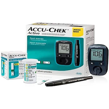 Imagen de referencia para Accu-Chek Active Sistema de Monitorización de Glucemia, Marca Accu-Chek por Roche, Modelo Active, Dimensiones 47mm Largo x 20mm Ancho x 98mm Alto, Peso 240 Gramos, Batería de Litio, ASIN B00VXDJ9SW, 1 Unidad