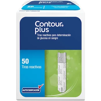 Imagen de referencia para Tiras Reactivas para Determinación de Glucosa en Sangre Contour Plus, Serie Contour Plus, Modelo Tiras Reactivas Para Determinacion De Glucosa En Sangre De 50´S, Color Color, Cantidad 50 Unidades, Paquete de 1