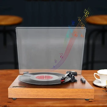 Imagen 3 de Tocadiscos de Vinilo Vintage Portátil Color Negro/Amarillo Material PVC Tamaño 35x25.5x11 cm Peso 2.5 kg Serie Vintage