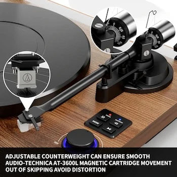 Imagen 2 de Sistema HiFi con Tocadiscos Bluetooth, Parlantes de Estantería de 36 Vatios, Tocadiscos de Vinilo con Cartucho Magnético Patente, Reproducción Bluetooth y Apagado Automático