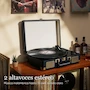 Miniatura de Tocadiscos De Vinilo Negro Retro Portátil En Diseño De Maleta Marca VINILOS Modelo Vinylos Dimensiones 13.9 x 10.05 x 4.55 Pulgadas Peso 6.42 Libras Material Plástico