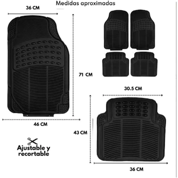 Imagen 2 de Genérico Tapete para Auto Universal De Uso Rudo, Juego De 4 Piezas, Color Negro