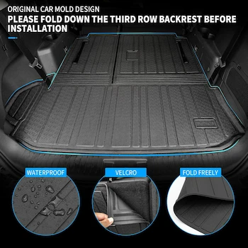 Imagen 2 de Bomely Tapetes de Piso + Alfombrilla de Maletero con Respaldo Compatible con Toyota Highlander 2020-2025 Hybrid Gas 7 Asientos (Floor Mats + Trunk Mat with Backrest Mat)